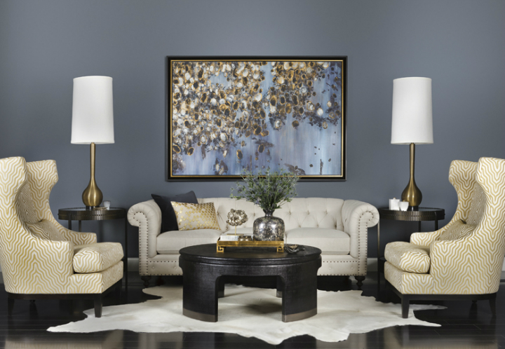 gray white blue black living room