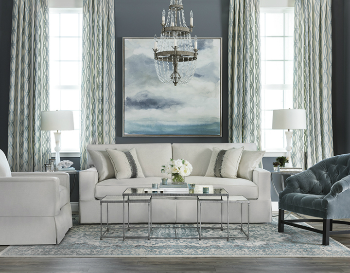 high fashion home gray walls white sofa living room