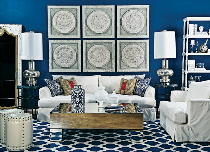 high fashion home blue wall living room idea 63