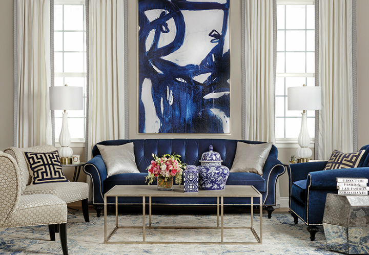 high fashion home blue living room