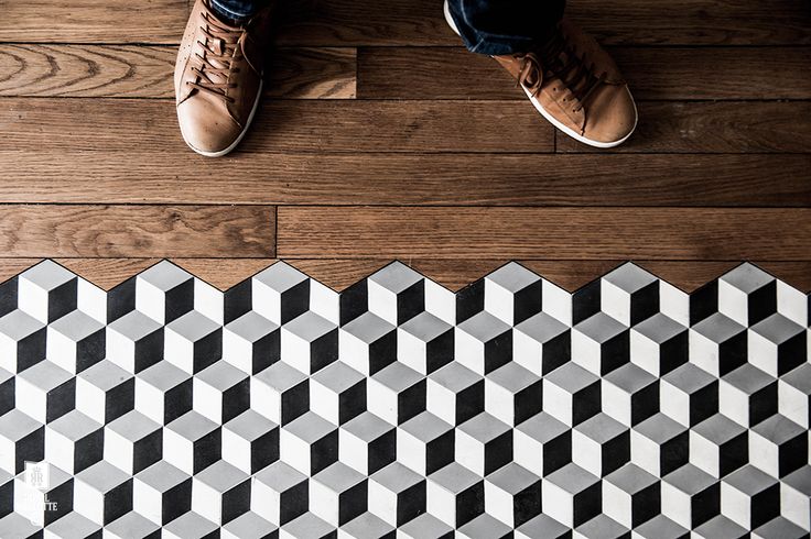Hardwood Transition ith cement tiles