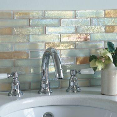 bathroom tiles Iridescent Glass Mosaic - Sandstone Fusion - hand finished 