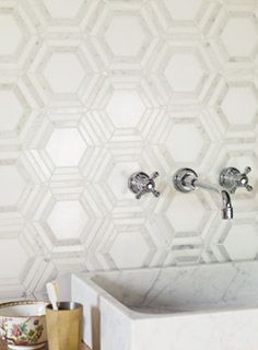 High Society Marble Rockefeller bathroom tile