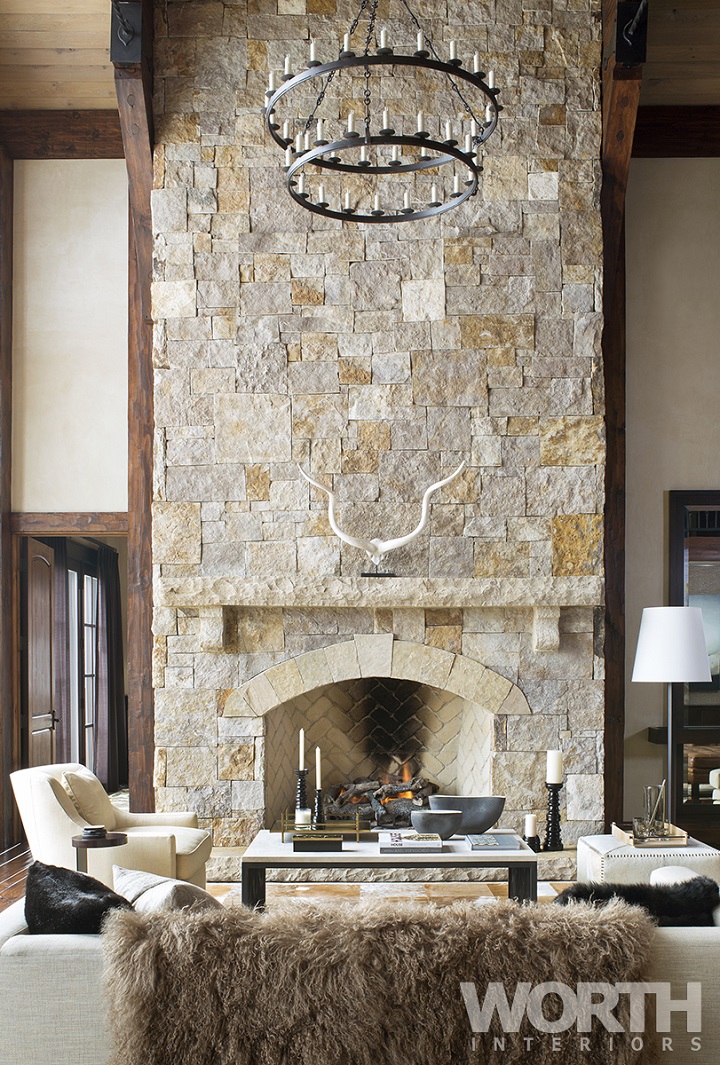 chalet stone fireplace 