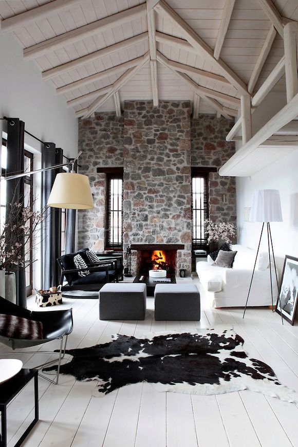 contemporary chic chalet living room