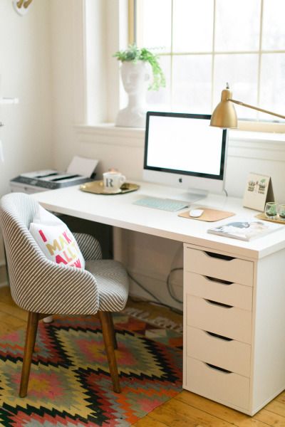 home office colorful rug