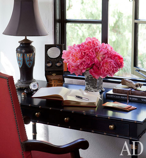 Sheryl Crow's traditional spanish style home office