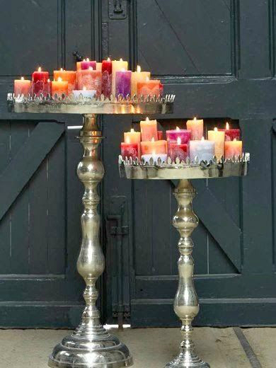 bohemian colorful exotic Cluster Candles Together