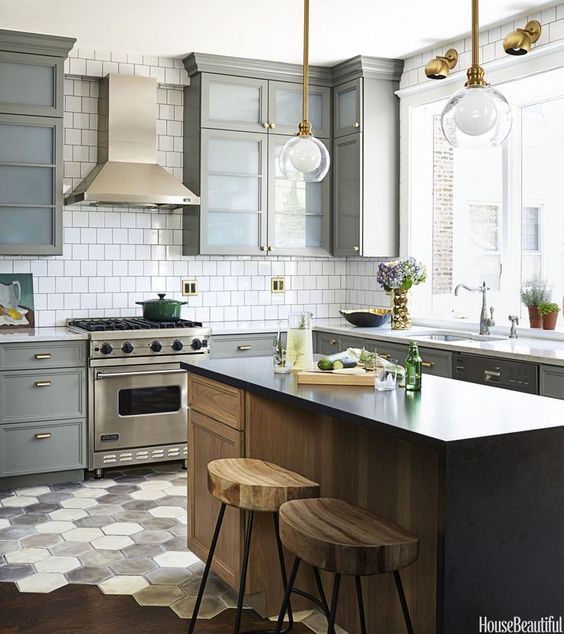 kitchen with subway tiles