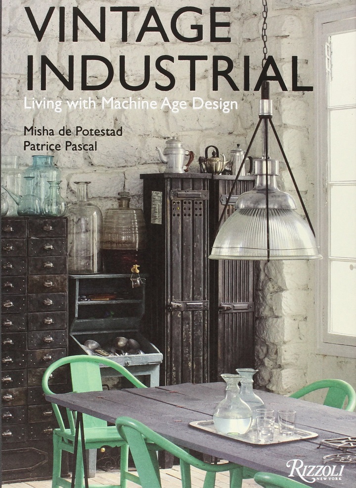 industrial vintage dining room with green chairs