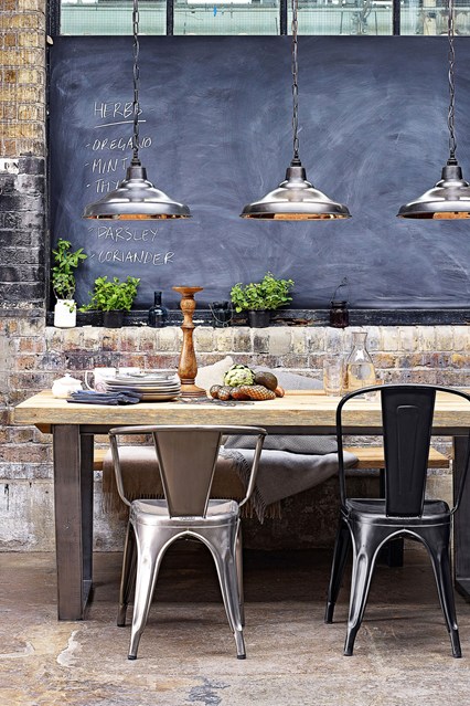 rustic industrial style dining room