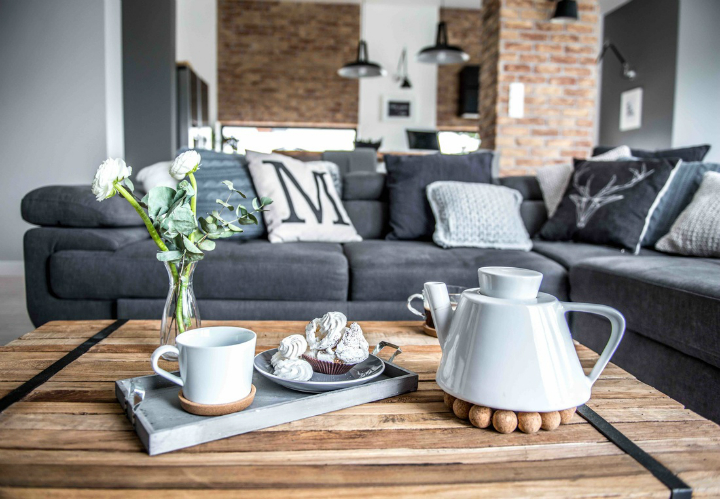 Nordic gray modern home interior design 29