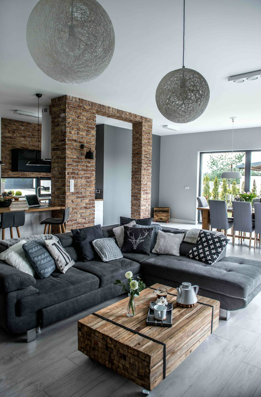 Nordic gray modern home interior design 30