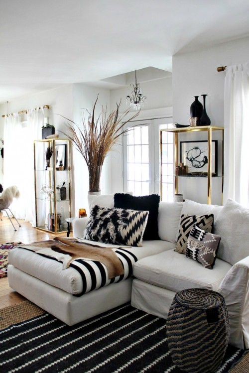48 Black And White Living Room Ideas, Black And Gray Living Room Decor