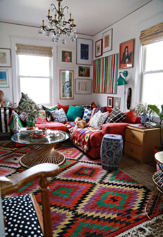 colorful bohemian living room