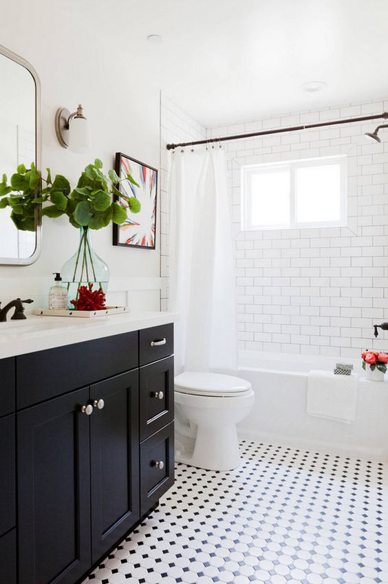 21 Bathroom Ideas Why a Classic Black and White Scheme is Always a 