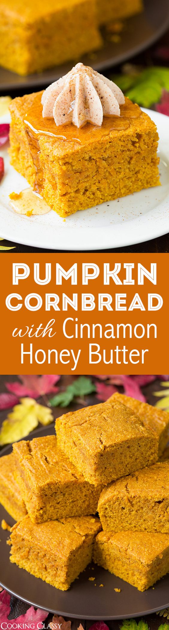 Pumpkin Cornbread with Cinnamon Honey Butter