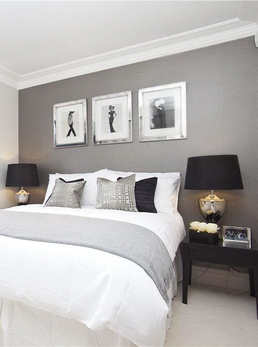 Gray Bedroom With Dark Furniture