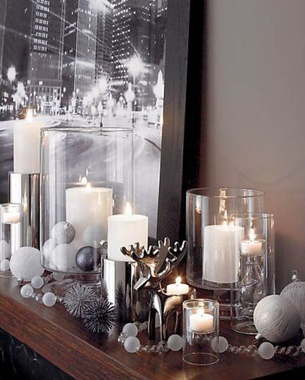 silver contemporary Holiday Décor for the Fireplace,