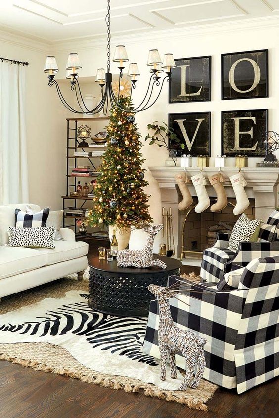 Black and white Christmas decor