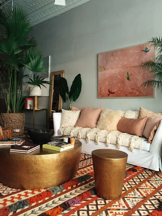 blush eclectic living room