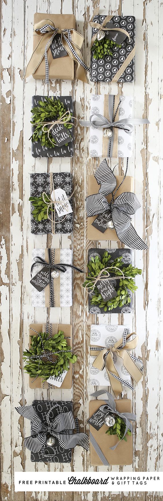 Free Printable Chalkboard Wrapping Paper and Gift Tags