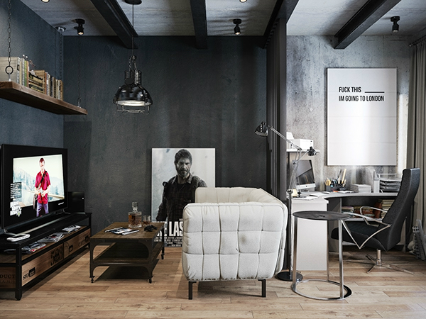 Small Modern Industrial Apartment 10