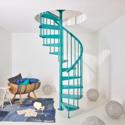 modern spiral turquoise Staircase