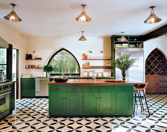 green kitchen design idea 36