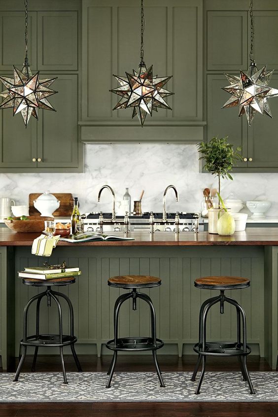 green kitchen design idea 6