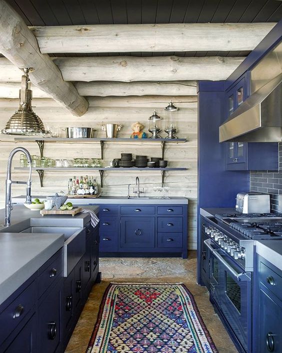 blue kitchen design idea 38