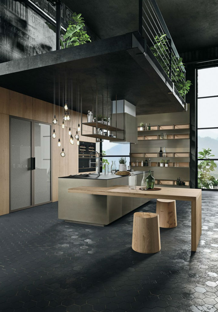 OPERA Industrial Kitchen With Island Without Handles 2
