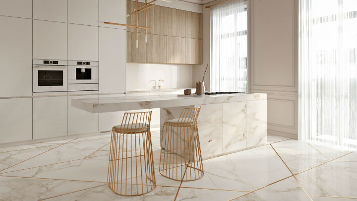 Stunning Elegant White Kitchen With Gold Touches 2
