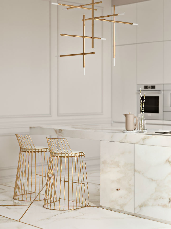 Stunning Elegant White Kitchen With Gold Touches 3