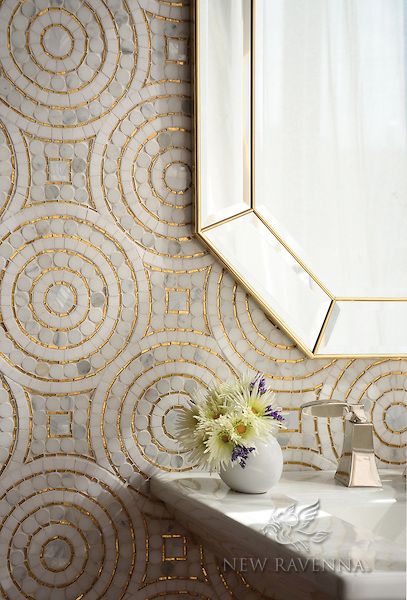 gold tile bathroom idea