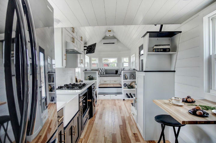 tiny stylish trailer home interior design 