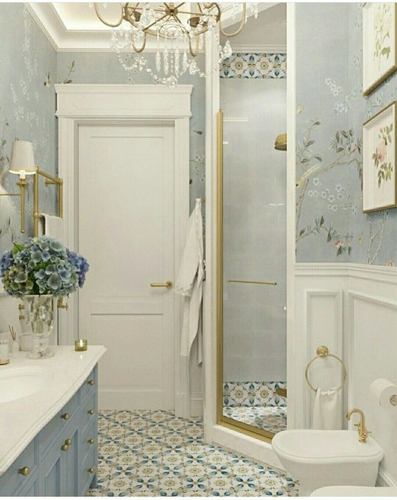 bathroom wallpaper gray design idea
