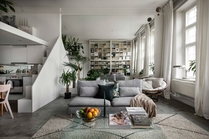 small Scandinavian loft interior design idea 