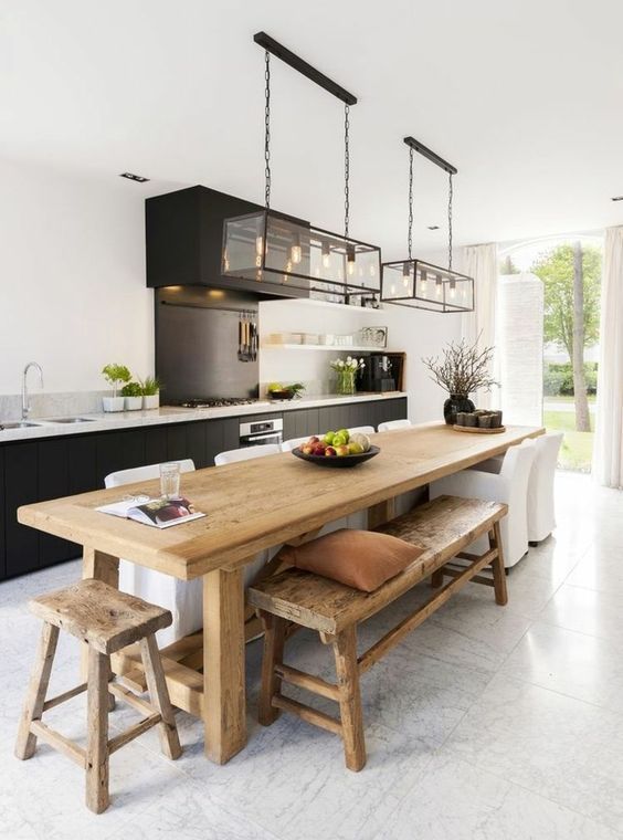 kitchen with dining table design idea 7