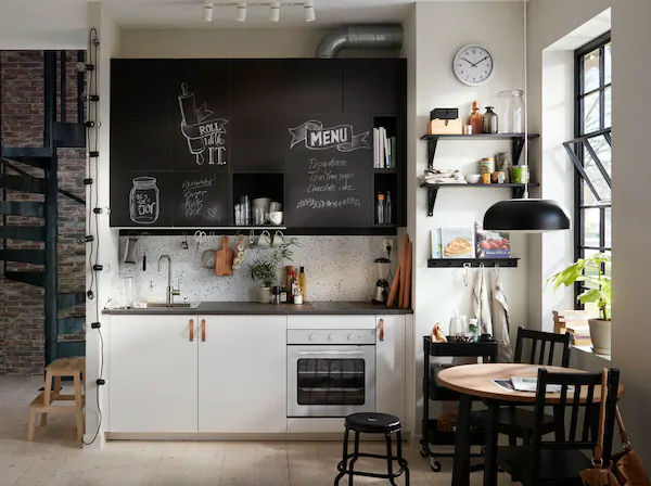 small black and white Scandinavian kitchen design 
