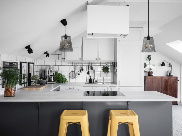black and white Scandinavian kitchen