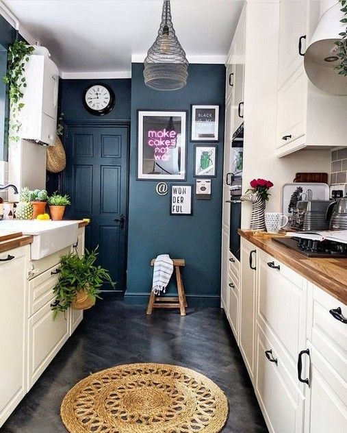 navy kitchen wall color trend 2