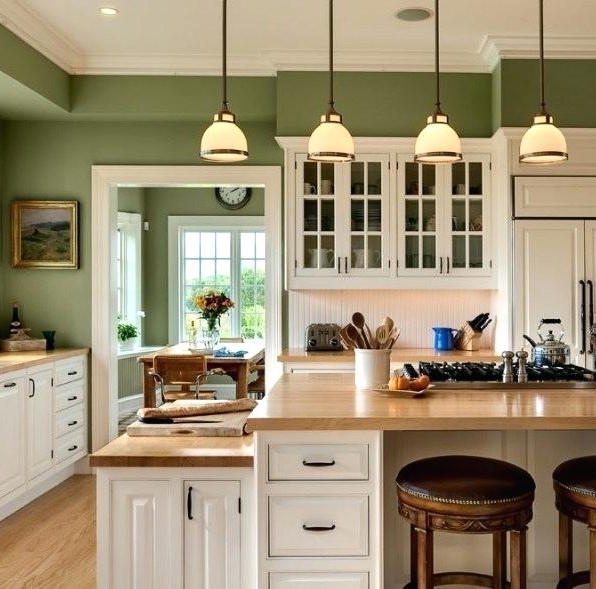 green color kitchen wall paint idea