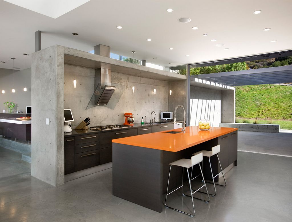 kitchen cabinet concrete wall