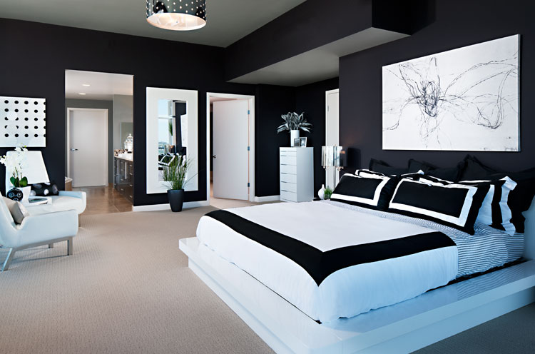 modern black and white bedroom by zackbenson