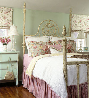 vintage bedroom with pastel colors