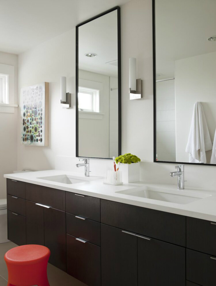 Art House contemporary simple bathroom with double sink