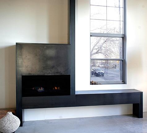 fireplace with bench design idea 