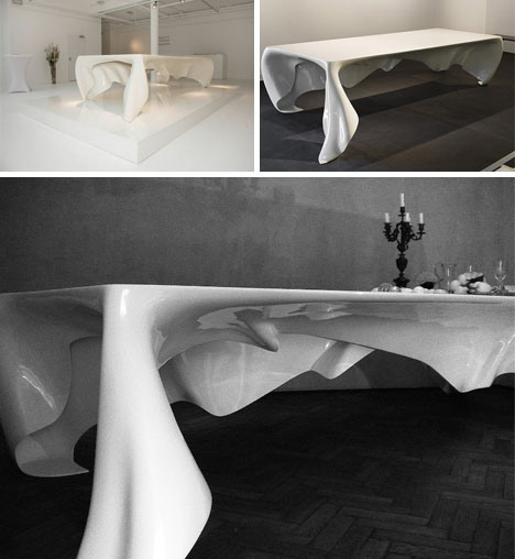 Floating white ghost table by Graft Architects 2