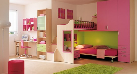 pink and lime interior design ideas for small teenage girls room